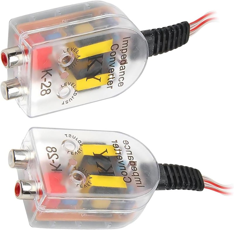 Anyhut محول خرج الخط 2 قطعة، محول RCA من مستوى عالٍ إلى منخفض، محول خرج صوت السيارة الشفاف، محول إشارة مكبر الصوت، ملائم عالميًا لتوصيل المكبر (شفاف) - Image 1